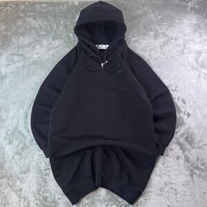Off-White Diag Tab Logo Black Pullover Graphic Raglan Oversized Hoodie Size M